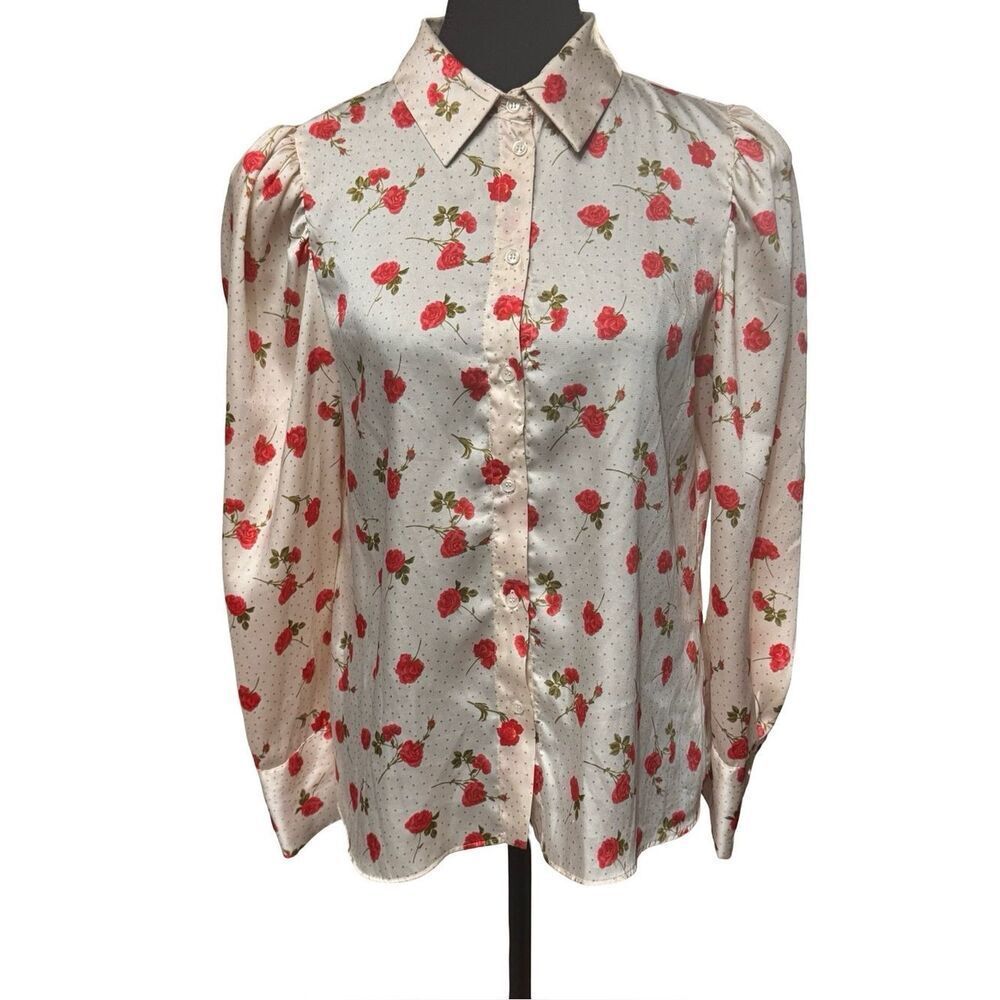 Blouse-Size Medium Zara Button Down Satin Like Blouse